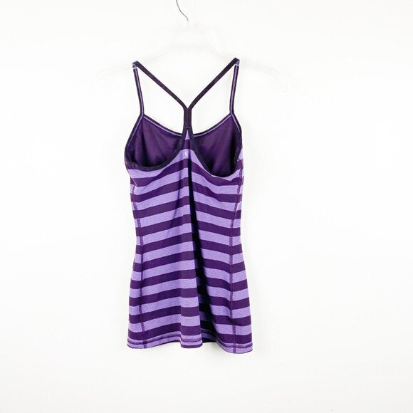 🦋 LULULEMON Purple Stripe Power Y Tank Top 4 Workout - Picture 4 of 6